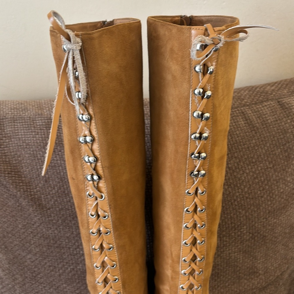 Madison Harding Suede Knee-high lace-up Leather laces Boots Size 9 - Picture 2 of 16